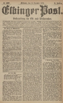 Elbinger Post, Nr. 289 Mittwoch 10 Dezember 1879, 6 Jahrg.