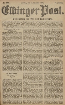 Elbinger Post, Nr. 291 Freitag 12 Dezember 1879, 6 Jahrg.