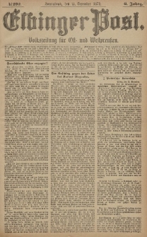 Elbinger Post, Nr. 292 Sonnabend 13 Dezember 1879, 6 Jahrg.