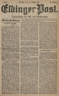 Elbinger Post, Nr. 8, Dienstag 11 Januar 1881, 8 Jahrg.