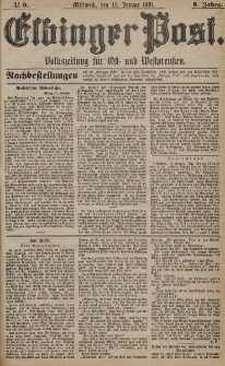 Elbinger Post, Nr. 9, Mittwoch 12 Januar 1881, 8 Jahrg.