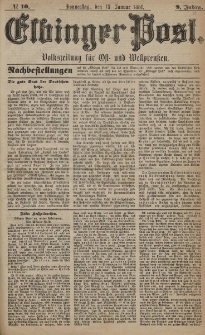 Elbinger Post, Nr. 10, Donnerstag 13 Januar 1881, 8 Jahrg.