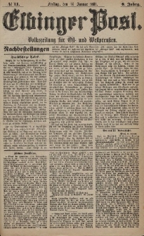 Elbinger Post, Nr. 11, Freitag 14 Januar 1881, 8 Jahrg.