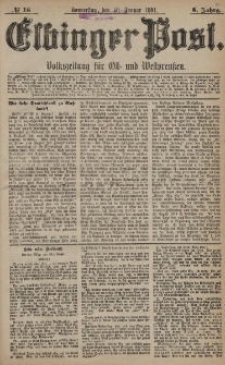 Elbinger Post, Nr. 16, Donnerstag 20 Januar 1881, 8 Jahrg.