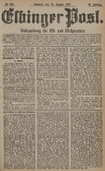 Elbinger Post, Nr. 19, Sonntag 23 Januar 1881, 8 Jahrg.