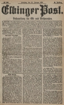 Elbinger Post, Nr. 25, Sonntag 30 Januar 1881, 8 Jahrg.