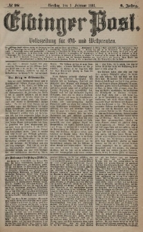 Elbinger Post, Nr. 26, Dienstag 1 Februar 1881, 8 Jahrg.