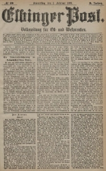 Elbinger Post, Nr. 28, Donnerstag 3 Februar 1881, 8 Jahrg.