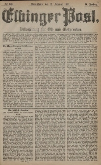 Elbinger Post, Nr. 36, Sonnabend 12 Februar 1881, 8 Jahrg.