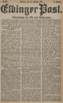 Elbinger Post, Nr. 37, Sonntag 13 Februar 1881, 8 Jahrg.