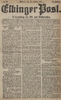 Elbinger Post, Nr. 39, Mittwoch 16 Februar 1881, 8 Jahrg.