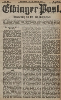 Elbinger Post, Nr. 42, Sonnabend 19 Februar 1881, 8 Jahrg.