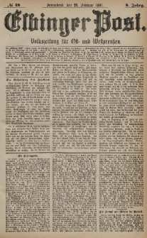 Elbinger Post, Nr. 48, Sonnabend 26 Februar 1881, 8 Jahrg.