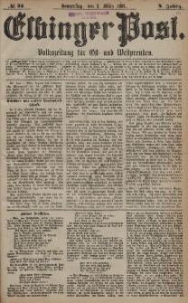 Elbinger Post, Nr. 52, Donnerstag 3 März 1881, 8 Jahrg.