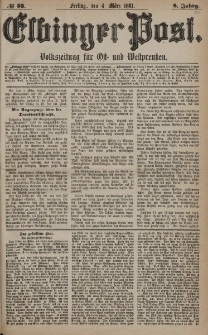 Elbinger Post, Nr. 53, Freitag 4 März 1881, 8 Jahrg.