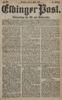 Elbinger Post, Nr. 56, Dienstag 8 März 1881, 8 Jahrg.