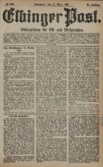 Elbinger Post, Nr. 60, Sonnabend 12 März 1881, 8 Jahrg.