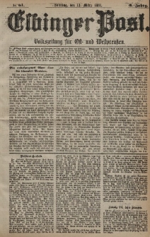 Elbinger Post, Nr. 61, Sonntag 13 März 1881, 8 Jahrg.
