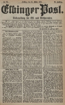 Elbinger Post, Nr. 71, Freitag 25 März 1881, 8 Jahrg.