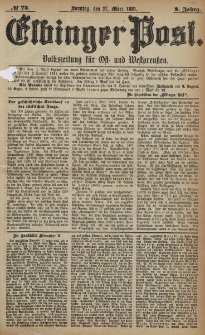 Elbinger Post, Nr. 73, Sonntag 27 März 1881, 8 Jahrg.