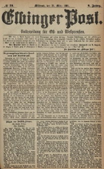 Elbinger Post, Nr. 75, Mittwoch 30 März 1881, 8 Jahrg.