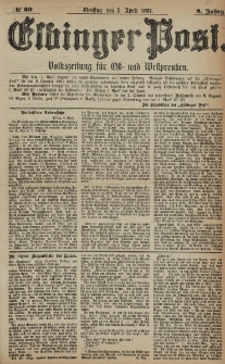 Elbinger Post, Nr. 80, Dienstag 5 April 1881, 8 Jahrg.