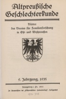 Altpreußische Geschlechterkunde, 1935, Jahrgang 9