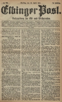 Elbinger Post, Nr. 96, Dienstag 26 April 1881, 8 Jahrg.