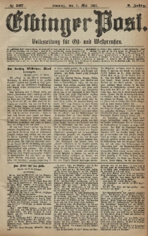 Elbinger Post, Nr. 107, Sonntag 8 Mai 1881, 8 Jahrg.