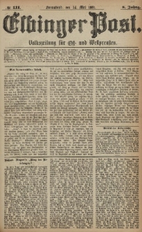 Elbinger Post, Nr. 111, Sonnabend 14 Mai 1881, 8 Jahrg.
