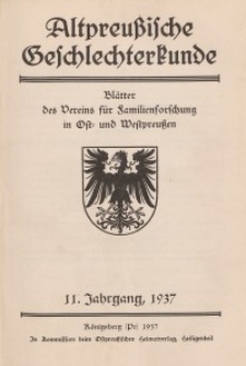 Altpreußische Geschlechterkunde, 1937, Jahrgang 11