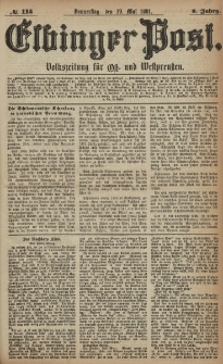 Elbinger Post, Nr. 115, Donnerstag 19 Mai 1881, 8 Jahrg.