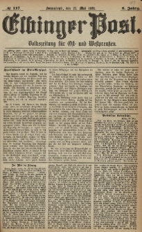 Elbinger Post, Nr. 117, Sonnabend 21 Mai 1881, 8 Jahrg.