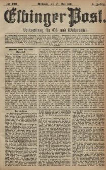 Elbinger Post, Nr. 120, Mittwoch 25 Mai 1881, 8 Jahrg.
