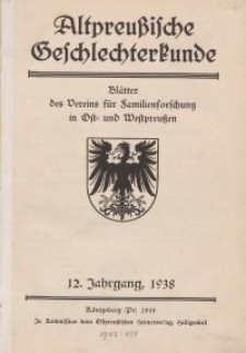 Altpreußische Geschlechterkunde, 1938, Jahrgang 12
