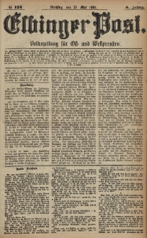 Elbinger Post, Nr. 124, Dienstag 31 Mai 1881, 8 Jahrg.