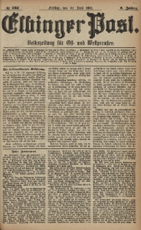 Elbinger Post, Nr. 130, Mittwoch 8 Juni 1881, 8 Jahrg.