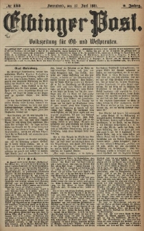 Elbinger Post, Nr. 133, Sonnabend 11 Juni 1881, 8 Jahrg.