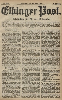 Elbinger Post, Nr. 137, Donnerstag 16 Juni 1881, 8 Jahrg.