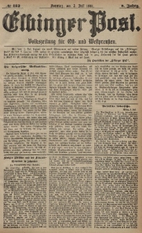 Elbinger Post, Nr. 152, Sonntag 3 Juli 1881, 8 Jahrg.