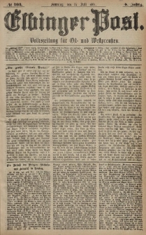 Elbinger Post, Nr. 165, Dienstag 19 Juli 1881, 8 Jahrg.