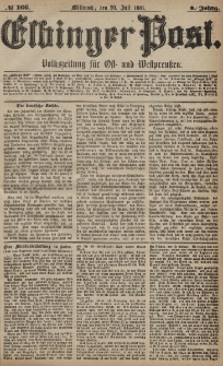 Elbinger Post, Nr. 166, Mittwoch 20 Juli 1881, 8 Jahrg.