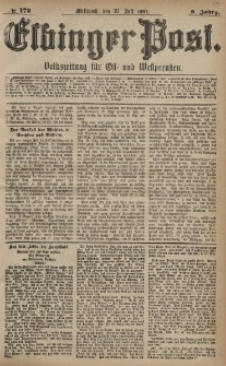 Elbinger Post, Nr. 172, Mittwoch 27 Juli 1881, 8 Jahrg.