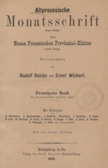 Altpreussische Monatsschrift, 1883, Bd. 20