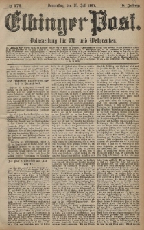 Elbinger Post, Nr. 173, Donnerstag 28 Juli 1881, 8 Jahrg.