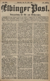 Elbinger Post, Nr. 176, Sonntag 31 Juli 1881, 8 Jahrg.