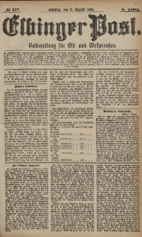 Elbinger Post, Nr. 177, Sonntag 2 August 1881, 8 Jahrg.