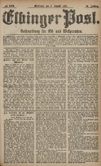 Elbinger Post, Nr. 178, Mittwoch 3 August 1881, 8 Jahrg.