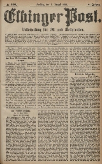 Elbinger Post, Nr. 180, Freitag 5 August 1881, 8 Jahrg.