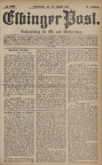 Elbinger Post, Nr. 193, Sonnabend 20 August 1881, 8 Jahrg.